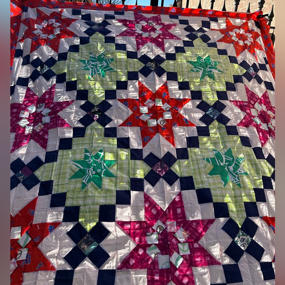 Cosmic Jewels Cotton Fabric Queen size Patchwork quilt top/topper
